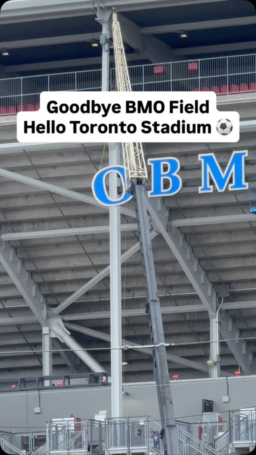 The BMO Field sign is coming down. A month away from the start of the World Cup in Toronto! Are you ready?

#worldcup #canadasoccer #fifaworldcup #footy #toronto