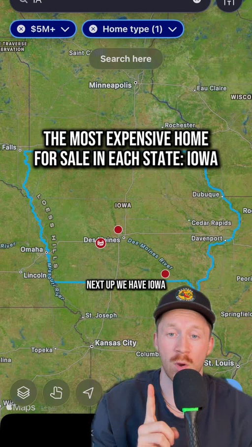 Iowa’s most expensive home 
for sale! 

*Note: 

I do not own any of these photos shown, nor do I have any relationship or agreement with the listing agent or seller (unless stated) I simply make videos on homes I find interesting and cool for the sake of reporting. If you’d like me to tag you or take down any post for any reason I have no problem doing so. thank you :) 

#mansions #house #homedecor #realestate #mansion