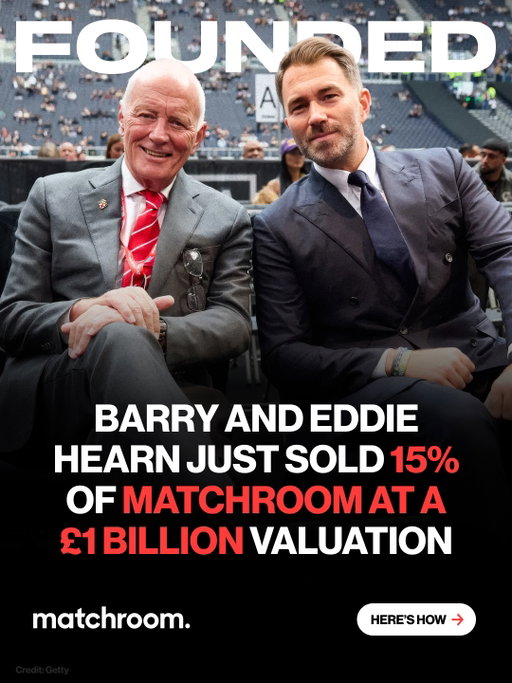 🚨 Barry and Eddie Hearn [@eddiehearn] have sold a 15% stake in Matchroom [@matchroom] to U.S. investment firm Bruin Capital, valuing the business at over £1 billion.

Barry started Matchroom beneath a snooker club in Romford in 1982. When Eddie joined in 2000, it was making just $1 million a year. Today it promotes 600 events annually across boxing, darts, snooker, and pool, with Anthony Joshua, Katie Taylor, and Luke Littler on the roster.

The deal will fuel a major push into the American market, with darts, boxing, and broadcasting at the centre of the expansion. The Hearns retain majority control.

From a snooker club in Romford to a billion-pound empire. Still family-run.​​​​​​​​​​​​​​​​

📸 / Getty