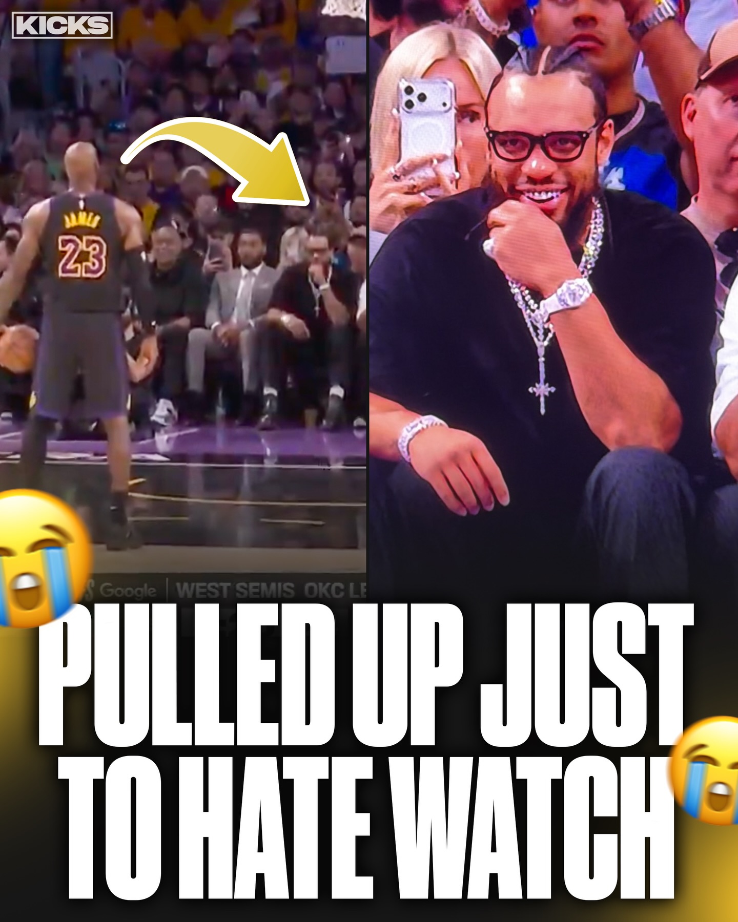Dillon Brooks pulled up to the Lakers game to hate watch 😭