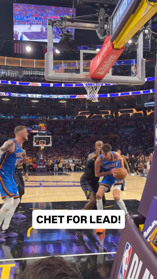@chet_holmgren works in the paint for the @okcthunder lead!