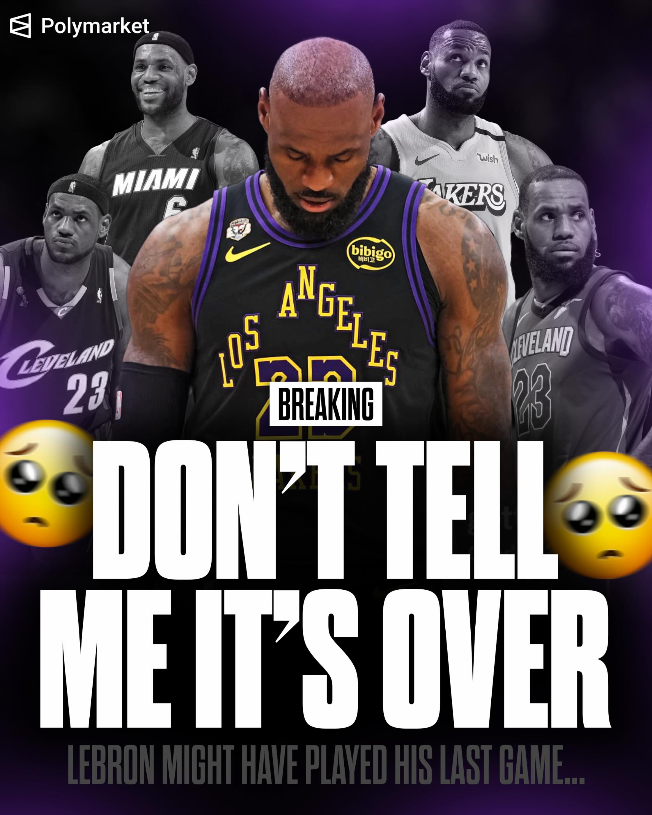 Give the LeBron Lakers era a grade.

2019: Missed Playoffs
2020: Championship 
2021: Eliminated in 1st Round
2022: Missed Playoffs
2023: Swept in Conference Finals
2024: Lost in 1st Round
2025: Eliminated in 1st Round
2026: Swept in 2nd Round

One championship, but only three playoff series wins since the bubble title… LA failed him. 💔
