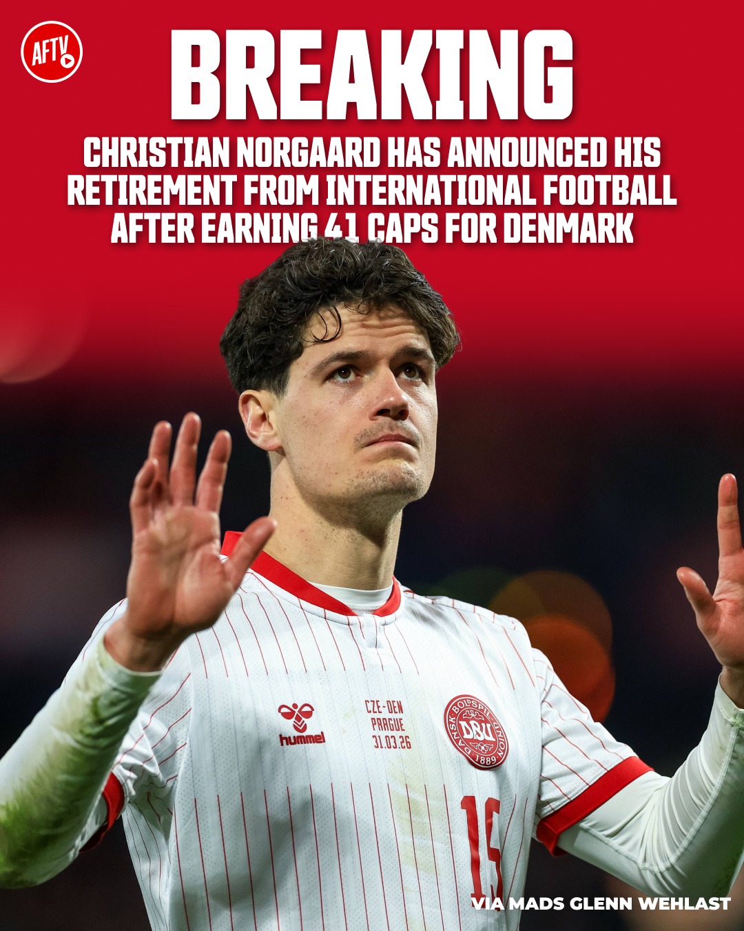 🚨Christian Nørgaard has retired from the Denmark national team!

A respected figure for his national team. 👏

Now, he will focus on helping Arsenal win the league and the Champions League! 💪