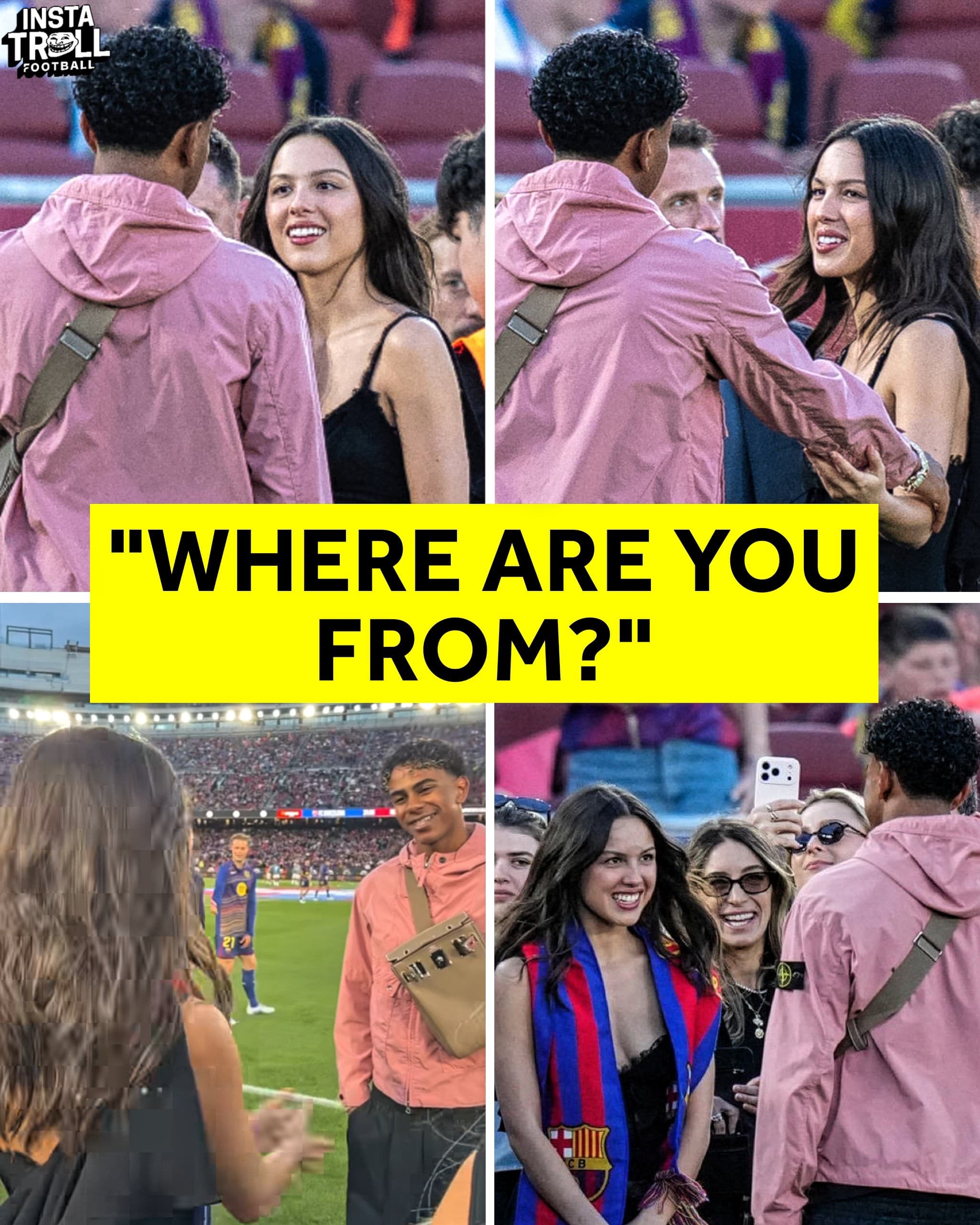 Pop superstar Olivia Rodrigo looked completely starstruck after meeting Lamine Yamal, even asking him for a photo! 📸🤩

The microphones caught their brief conversation:

🗣️ Olivia: “Where are you from?”

🗣️ Lamine: “My mom is from Equatorial Guinea, and my dad is from Morocco.”

🗣️ Olivia: “Oh wow, amazing!”

They then posed for a photo together.

🗣️ Lamine: “Nice to meet you.”

🗣️ Olivia: “Nice to meet you too, Gracias!”

It’s giving the same vibes as when Neymar met Amanda Cerny at Barcelona nearly 10 years ago. 😅

After winning La Liga, Lamine Yamal’s next big focus will be the World Cup. According to @Polymarket, Spain currently have a 16% chance of winning the tournament