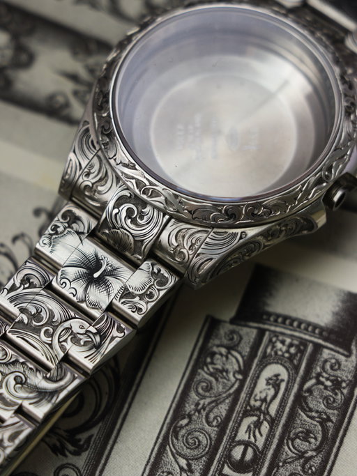 Project Bahamas flamingo side of the bracelet on a Rolex.
.
.
#engravedwatch #watches #indiewatch #rolex #rolexsub