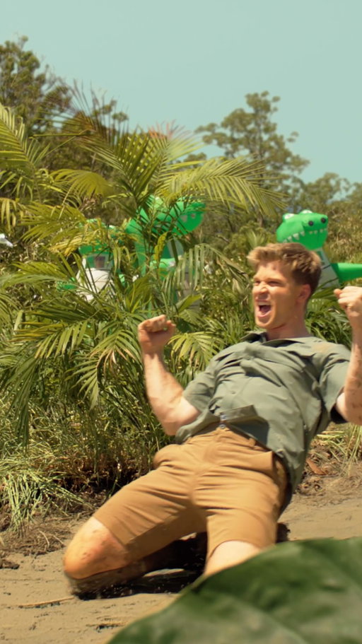 Robert vs. 100 Crocs: Challenge accepted. 
💯🐊 
The crocs were formidable, but my Omni-
Max™ Tellurix shoes were up for the 
challenge. 
The cat’s out of the bag... #MAXIMPACT 
isn’t a movie... yet 😉 Had an absolute blast making this #ad with @columbia1938