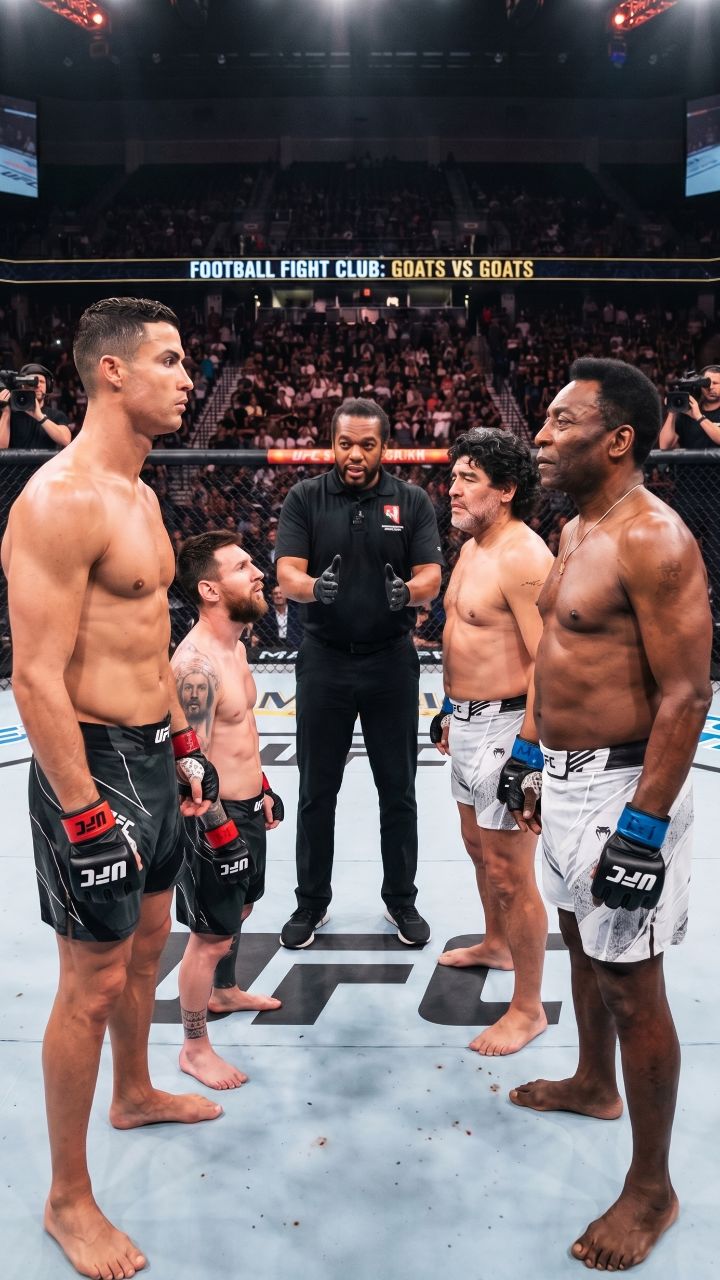 🔥 FOOTBALL FIGHT CLUB — Part 3 🔥

After escaping into the forest and training inside Zlatan’s SECRET DOJO… Messi and Cristiano Ronaldo are finally READY. 🥋🐐⚽

Messi SHATTERS a brick with his bare hand. 💥
Cristiano Ronaldo DESTROYS a tree with a single kick. 🌲🦵

Zlatan watches them silently… then nods.

“You guys are ready.”

Suddenly, a HELICOPTER appears above the forest. 🚁⚠️

The wind shakes the trees as Neymar arrives alongside John Cena and The Rock. 😳🔥

Neymar steps forward.

“You guys are coming with us.”

Before they can react, Messi and Ronaldo are taken back and thrown inside a UFC locker room. 🥊🚨

Neymar stares at them coldly.

“You thought you could run? Tonight you face the hardest opponent alive.”

Cristiano Ronaldo and Messi slowly stand up… completely focused. 👀🔥

“Bring them. We are ready.”

The arena ERUPTS as they walk into the UFC stadium under massive lights and roaring crowds. 🏟️🔥

Neymar grabs the microphone in the middle of the octagon.

“They tried to escape… but tonight they will face the greatest in history.”

The lights suddenly go dark. ⚫

Two mysterious silhouettes begin walking toward the cage. 🚶‍♂️🚶‍♂️

Ronaldo and Messi look confused.

Then Neymar screams:

“WELCOME PELÉ AND MARADONA!” 🐐🔥

THE CROWD GOES INSANE. 🤯

Pelé and Maradona step into the octagon for the ultimate FACE OFF against CR7 and Messi. 🥊⚽

LEGENDS VS LEGENDS.
GOATS VS GOATS. 🐐🔥

TO BE CONTINUED… 👀

🔥 Follow for PART 4
💬 Comment “PART 4” if you want the next episode ASAP
❤️ Like, share & tag a football fan

#football #neymar #cristianoronaldo #messi #viralreels