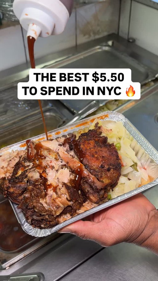The Best $5.50 To Spend In NYC 

📍312 Utica Avenue, Brooklyn 

#cheapeats #nyceats #jerkchicken #affordable #brooklyn