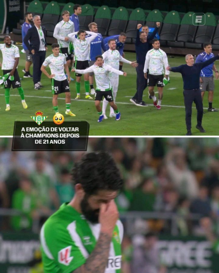 BETIS VAI PRA CHAMPIONS 💚👏🥺 A emoção dos jogadores do Betis, que volta para a Champions League depois de 21 anos sem disputar a maior competição de clubes da Europa 

#LALIGANaESPN #laliga #betis #championsleague