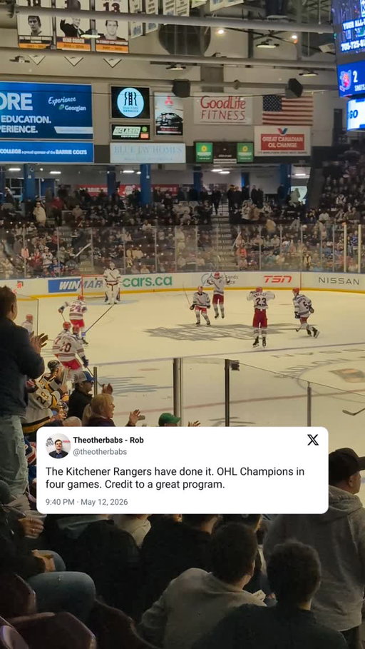 The Kitchener Rangers have done it. OHL Champions in four games. #ohl
