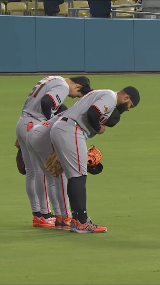 A bow from the outfielders after winning game two