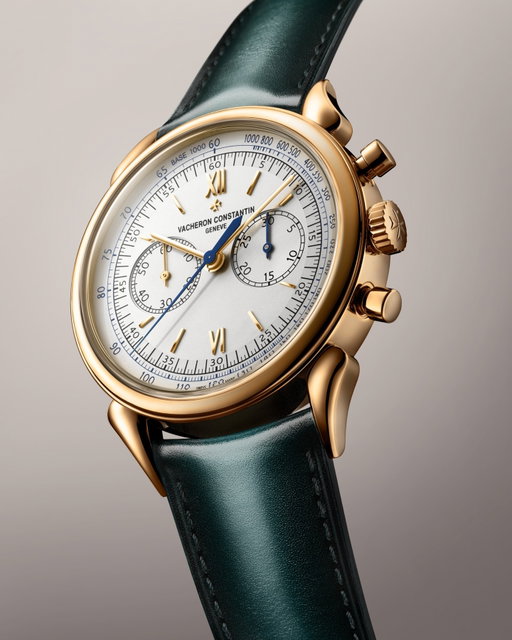 A Fresh Perspective on a Legend

The Historiques Cornes de Vache 1955 in radiant 18K pink gold is a reissue of Vacheron Constantin’s first water-resistant chronograph born in the effervescence of 1955. This model marries its distinctive "cow horn" lugs with a refined 38.5mm diameter and a green calfskin leather strap. The silver-toned dial, with its snailed counters and blue-painted tachymeter scale, is elegantly framed by 18K gold applied hour-markers and Roman numerals, complemented by 18K gold baton-type hour and minute hands and a blued chronograph hand. This timepiece invites connoisseurs to discover the enduring allure of a true Maison archetype.

#VacheronConstantin #OneOfNotMany