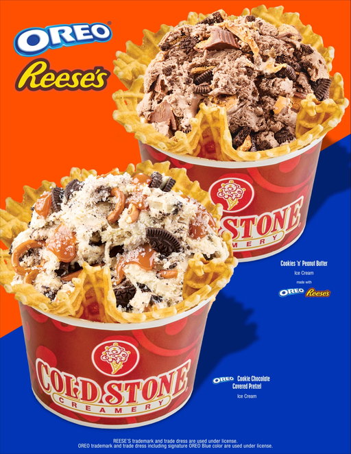This summer, we're going sweet & salty with our ✨NEW✨ limited-time Creations™!

🥜🍪Cup & Cookie Chaos
 Cookies 'n' Peanut Butter Ice Cream made with OREO® and REESE'S, REESE'S Peanut Butter Cup and OREO® REESE'S Cookies

🍪🥨OREO® Pretzel Perfection
OREO® Cookie Chocolate Covered Pretzel Ice Cream, OREO® Cookies, Pretzels, Caramel and Sugar Crystals