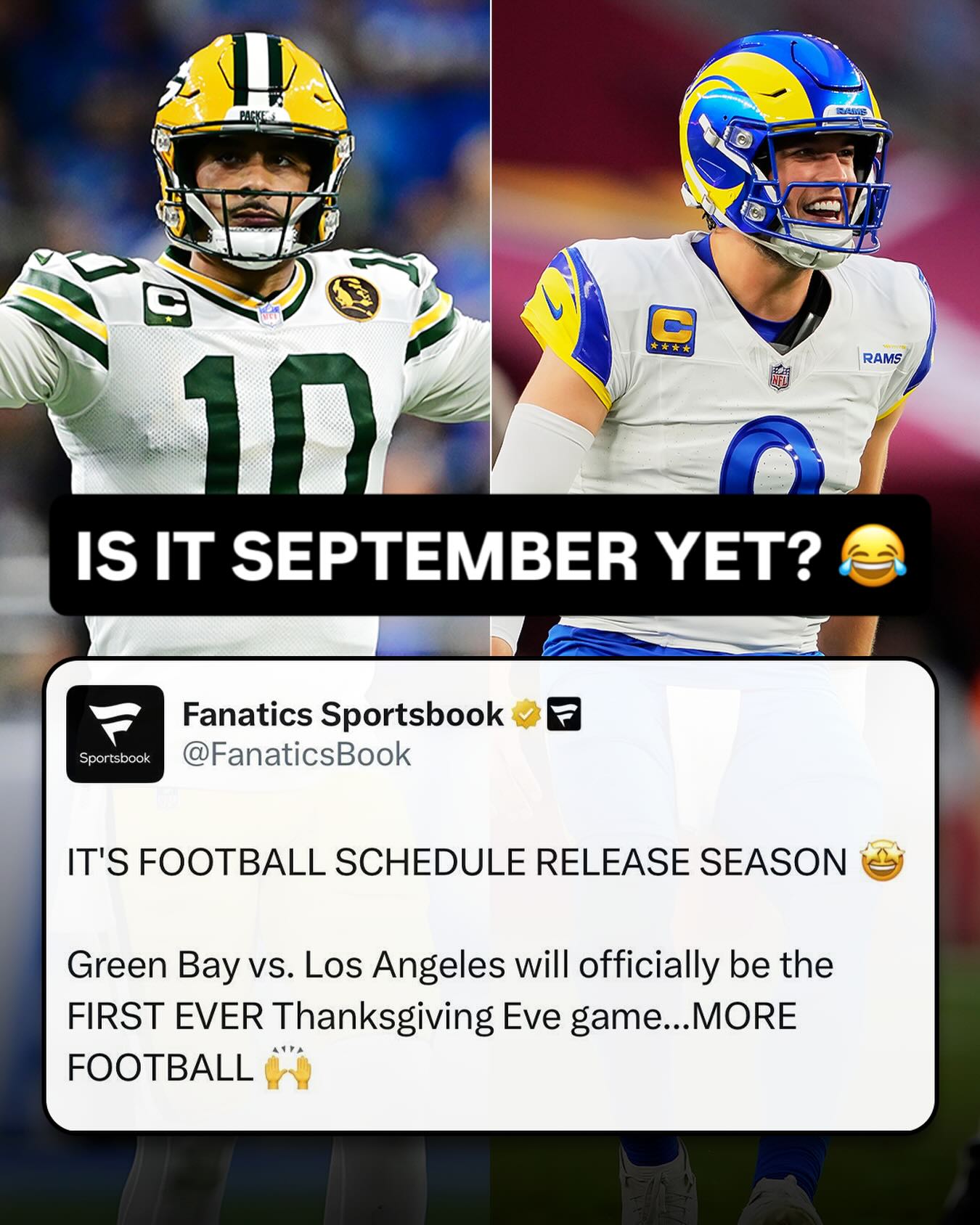 FOOTBALL SCHEDULE RELEASE SEASON IS UPON US 🤩

#nfl #football #matthewstafford #jordanlove #nflnews
