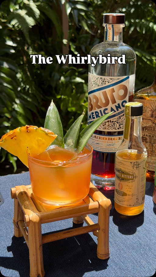 The Whirlybird 🦜🌀🍍
For World Cocktail day I wanted to bring you something very tiki (which is on brand for me) but new and novel. To put it briefly, this cocktail is a stirred down version of the jungle bird. This cocktail caught my attention because there’s not many stirred down tiki cocktails. 

It’s all of the flavors of the original, but in a sophisticated little stirred down package. 

It drinks like a Negroni in that it’s spirit forward and has a bitter edge, but is far yummier. (I still love a Negroni, but this cocktail is really fun)

This cocktail is by Brendan Dorr of The Pink Flamingo 
I first saw this cocktail on @anatomyofadrink 

Cocktail recipe 
1 1/2oz Jamaican Rum @myrtlebankrum 🇯🇲
3/4oz Bruto Americano @stgeorgespirits 🐻
3/4oz Pineapple Syrup @liberandco 🍍
2 dash Lime Bitters @scrappysbitters 🍋‍🟩
Clear ice from @craftklaris 🧊

#worldcocktailday #junglebird #negroni #rum #tikicocktails