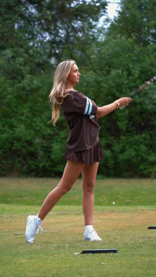 for everyone asking… the foot tap is just my little trigger to start my backswing 🤝 I only do it with driver. I used to stand over the ball way too long, start overthinking, change my alignment 14 times, etc. This helps me just commit and swing. (: