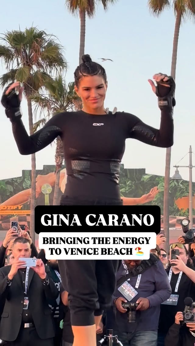 All energy from @ginajcarano at Venice Beach! 

MVP MMA Open Workouts are going down NOW | Live on MVP & Netflix YouTube | Venice Beach, CA📍🌴

——— 
Saturday, May 16th
LIVE only on Netflix
Intuit Dome - Los Angeles, CA
#RouseyCarano #NgannouLins #DiazPerry