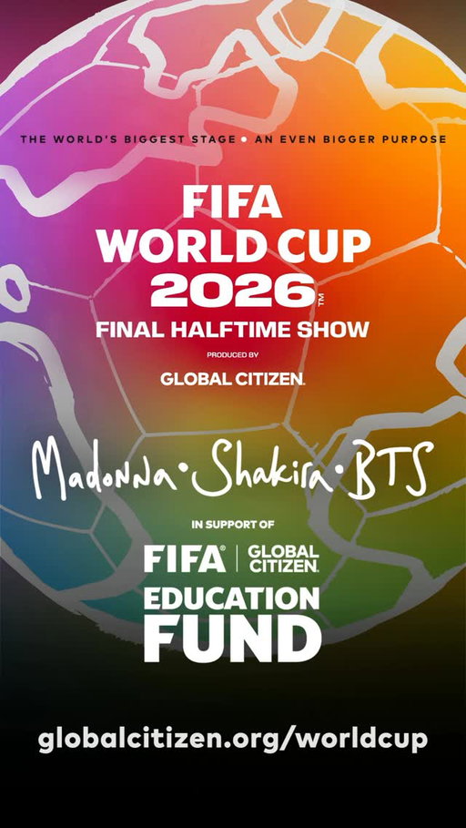 The world’s biggest stage. An even bigger purpose. On July 19, the FIFA World Cup 2026™ Final Halftime Show is coming to New York New Jersey Stadium, featuring superstars @madonna , @shakira , and @bts.bighitofficial , curated by @coldplay ‘s Chris Martin!
 
A FIFA World Cup first, the Halftime Show supports the FIFA Global Citizen Education Fund, a landmark initiative working to raise $100 USD million to expand access to quality education and football for children around the world. Throughout the tournament, USD 1 from every ticket sold to FIFA World Cup 2026™ matches will be donated to the Fund.