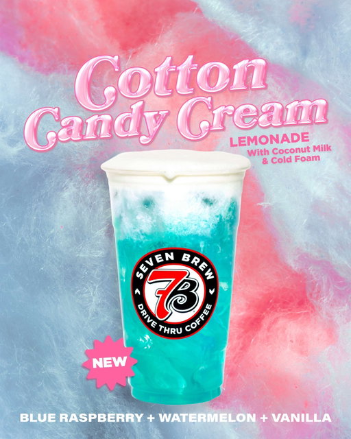 tastes like a summer you forgot about 🎡 try the NEW Cotton Candy Cream Lemonade today! 

Cotton Candy Cream Lemonade: vanilla* + blue raspberry* + watermelon + coconut milk + cold foam

*Sugar-free flavor available