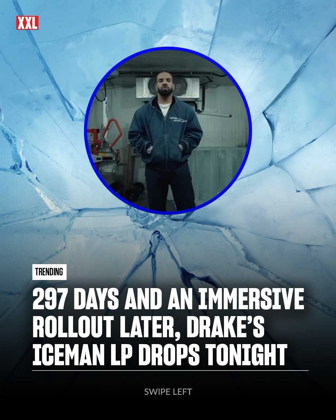 After 297 days and an immersive rollout, Drake’s new Iceman drops on Friday (May 15).

The lead-up to the LP has included the Iceman episodes, multiple released singles, including “What Did I Miss,” “Which One” and “Dog House” featuring Yeat and Julia Wolf. Last month, Drizzy added to the hype by hiding the release date in a massive ice installation in Toronto, which was freed from the man-made ice blocks by popular Twitch streamer Kishka, who received a cash prize for his efforts.

On Wednesday (May 13), multiple Drake songs leaked, including one titled “1 AM in Albany,” where Drake addresses Kendrick Lamar, J. Cole, LeBron James and more. However, it is not clear if they will appear on the album.

Drake will drop Iceman episode four tonight at 9:45 p.m. See highlights from Drake’s Iceman album rollout.

Are you hype for Drake’s new Iceman album?