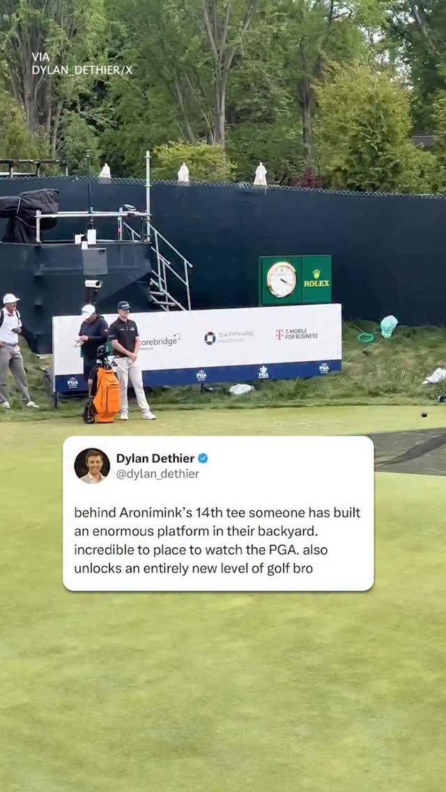 These fans built a platform from their yard to see over the fence at the PGA Championship 🤣

(via @dylan_dethier)