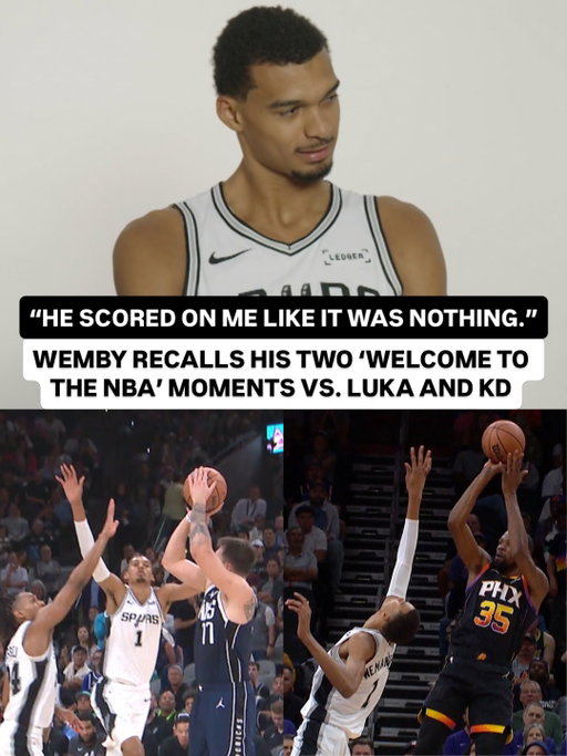 When asked about his “Welcome to the NBA” moment, @wemby gave his high praise to Luka and KD 🙌

SAS (3-2) MIN Game 6 of the West Semis is Friday at 9:30pm/et on Prime 🍿 NBA Playoffs Presented by @google