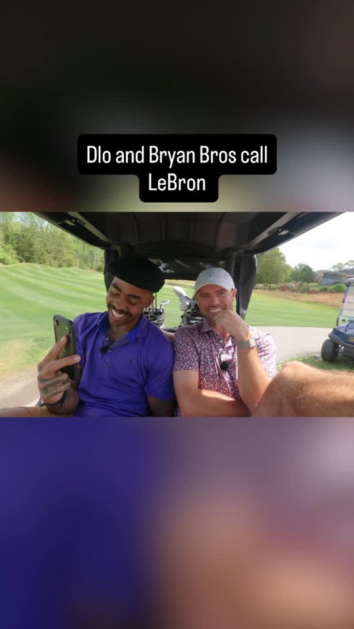 LeBron chops it up with the Bryan Bros and Dlo on the course #golf