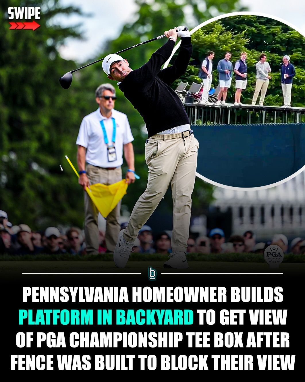 You’ll have to shell out more than $200 if you want to watch a round unfold at the PGA Championship at Aronimink Golf Club this week. ⛳️

However, someone who lives on the course came up with an ingenious solution to catch some of the action for free while thwarting the fence that was erected to prevent them from doing so. 😂

The house is surrounded by multimillion-dollar homes, and it’s safe to assume most of the people who reside in them could afford to buy tickets to attend the PGA Championship. 

However, there’s one person (who may or may not have been motivated by sheer spite) who decided to go a different route. 👍

Prior to the start of the major, organizers erected fences covered with opaque material to both prevent outsiders from accessing the course and block people who live next to it from watching what unfolds.

However, someone who lives next to the tee box on the 14th hole apparently took that as a challenge, as a video that was filmed during a practice round captured a number of spectators watching Justin Rose while standing atop a platform that was built in the yard next to the par-3. 

Well played. 👏

Follow 👉 @brobible for all things “dude” 😎 

#golf #golfing #guys #men #dudes