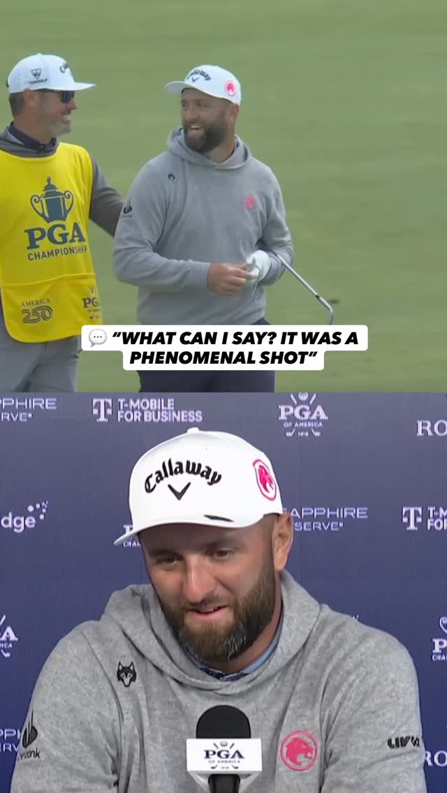 @jonrahm’s reaction to holing out for eagle at the PGA Championship in round 1 💪

#PGAChamp | @legionxiiigc