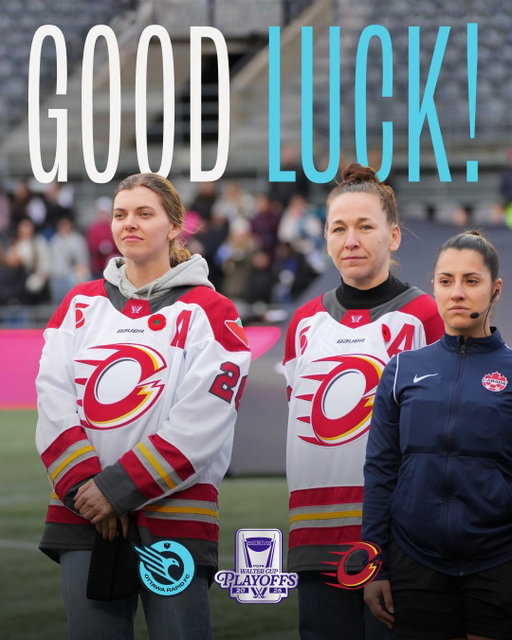 Good luck to our besties @pwhl_charge as they as they take their final charge to the Walter Cup  tonight in Montreal!⁣
⁣
Bring it home!