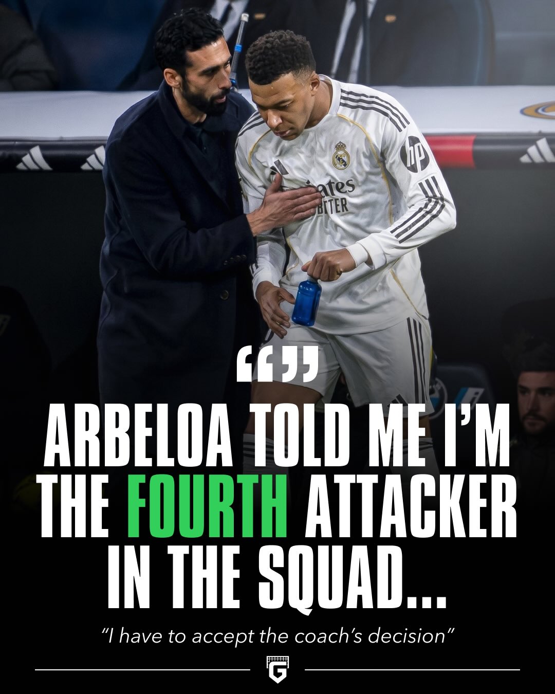 Mbappe gave Arbeloa his backing despite the two having different outlooks on Real Madrid...

Arbeloa stands his ground as the boss 🕴