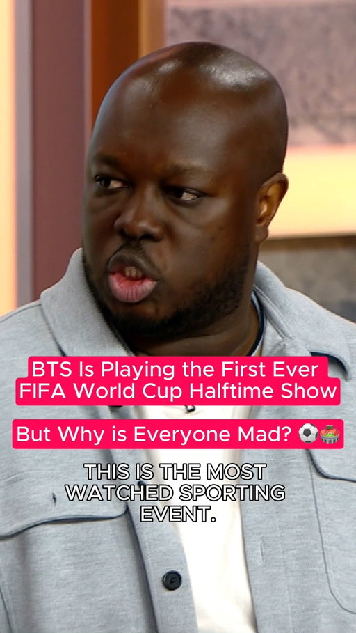 BTS, Madonna and Shakira will perform in a halftime show at the FIFA World Cup final. This is the first time the World Cup will feature a halftime show of any kind, and fans are up in arms. Some soccer fans are upset because this will extend the traditional 15-minute halftime and take the attention away from the sport. Meanwhile, fans of the artists are excited to see the spectacle. Are you excited or upset about the World Cup halftime show? 

Watch the full debate at our link in bio!