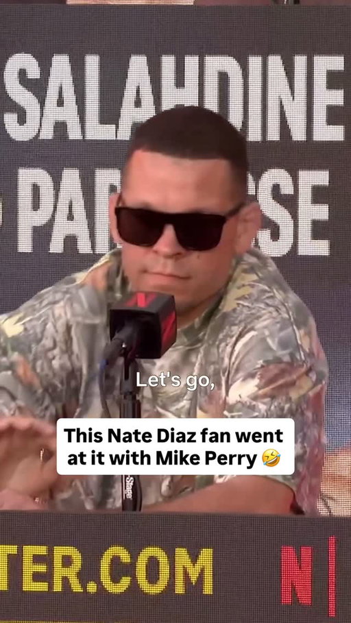 This Nate Diaz fan was going at it with Mike Perry 🤣

#RouseyCarano
Saturday, May 16
9 PM ET | 6 PM PT
LIVE on Netflix

#natediaz #mikeperry #mma #mixedmartialarts