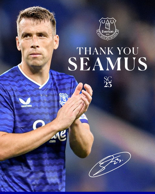 Seamus Coleman – one of our greatest-ever servants and captains – has announced his proud Everton playing career spanning more than 17 years will come to an end when his contract expires next month.
 
Thank you for everything, Seamus. 💙