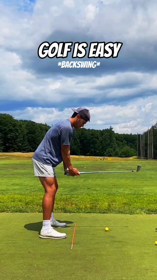 The perfect drill to dial in your backswing. 90° wrist hinge, then cover your hands with the clubhead (leading edge parallel to spine angle). From there, your arm structure is in a perfect position — all you need to do it turn your shoulders to the top #golftips #golfswing #backswing