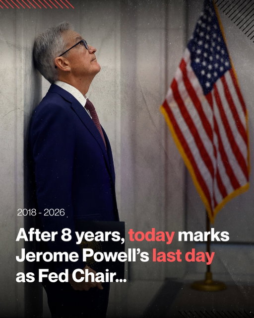 All good things come to an end...

Today marks Jerome Powell’s FINAL day as Fed chair.

Jerome Powell has served as Fed Chair for 8 years (2018-2026), overseeing one of the most volatile and consequential periods in modern market history.

Since he took office in February 2018, the S&P 500 has gained roughly 180% as the market has hit hundreds of all-time highs.

His chairmanship spanned multiple defining macro eras:
• 2018-2019 trade war volatility and Fed tightening cycle
• 2020 COVID crash and historic emergency rate cuts to near 0%
• Unprecedented QE expansion and fiscal stimulus coordination
• 2021-2022 inflation surge (40-year highs)
• Aggressive hiking cycle, fastest tightening in decades
• 2023-2024 banking stress (SVB, regional bank crisis)

Markets also saw:
• One of the fastest bear markets and recoveries in history (2020)
• Record-breaking inflation cycle followed by rapid normalization
• Massive tech-led bull runs alongside extreme volatility regimes

From COVID panic to Al-driven highs, Powell’s era reshaped how markets respond to monetary policy in real time.

Don’t be sad it’s over. Be happy that it happened 🥲