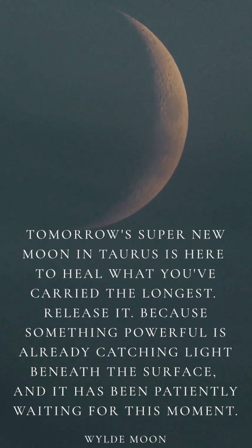 What you've been carrying too long has a release date.What you've been carrying too long has a release date. It's tomorrow. 🌑

Tomorrow's Super New Moon in Taurus is one of the most potent healing lunations of the year. If you're ready to release, redirect and plant something that actually lasts, we've written everything you need to know about her energy and how to work with it. Link in bio. ✨