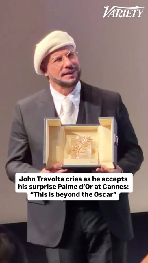 #JohnTravolta cries as he accepts  his surprise Palme d’Or at #Cannes: “This is beyond the Oscar”