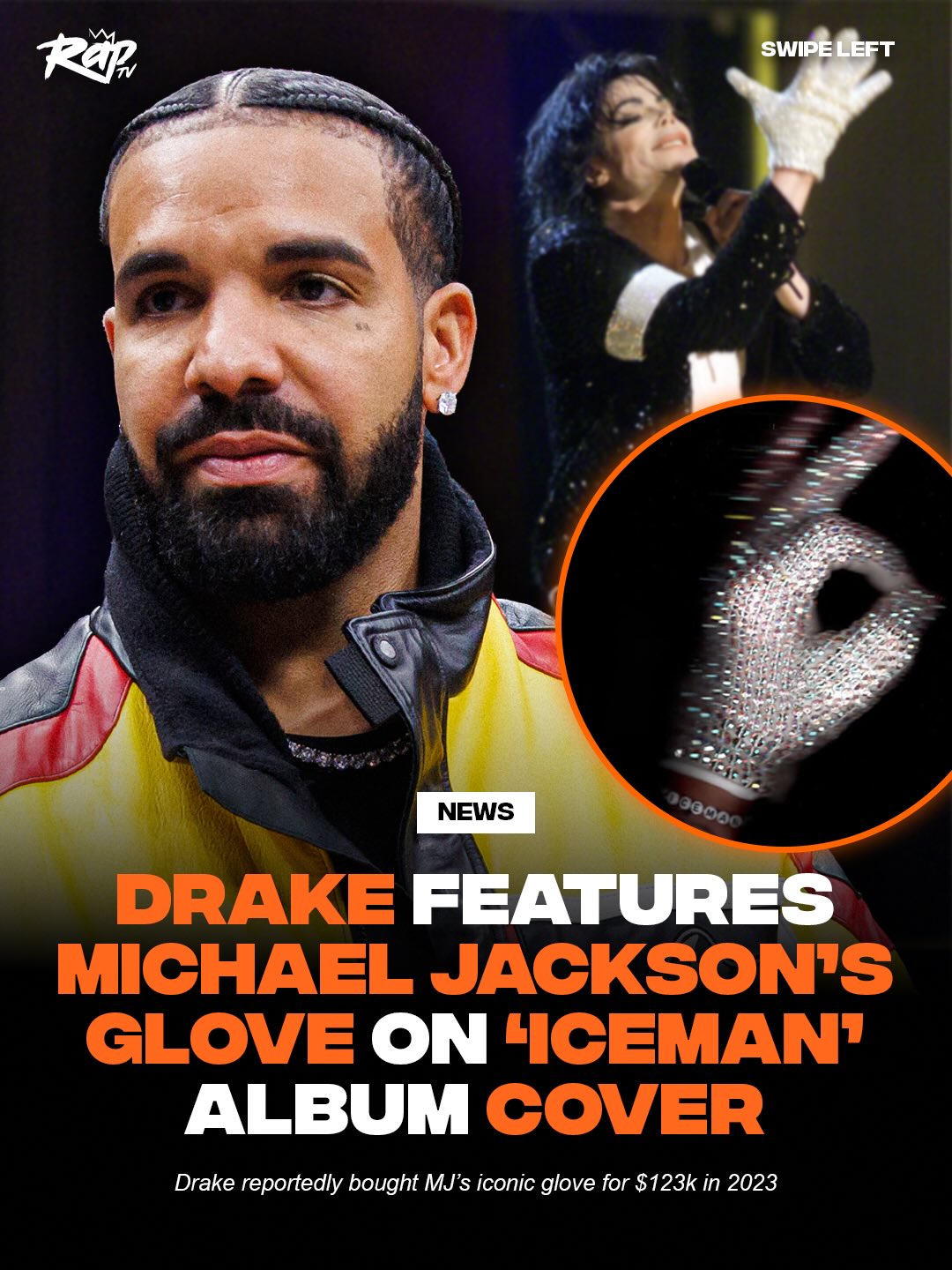 #Drake paid tribute to Michael Jackson on his ‘ICEMAN’ cover‼️

Drake featured MJ’s iconic white glove on the album cover, after posting a photo of him wearing it on his IG Stories in 2023🧤

According to XXL, Drake reportedly purchased the glove for $123k 👀

What do y’all think of the album so far⁉️