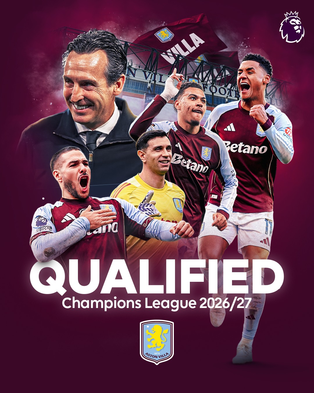 Back in the Champions League 🤩

@astonvilla will join Arsenal, Man City and Man Utd, who have already qualified for the 2026/27 competition