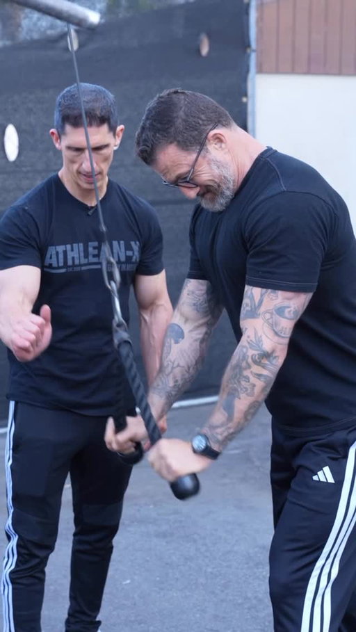 COMING SOON: I got a chance to meet with my good friend Dr. Andrew Huberman @hubermanlab at the legendary Gold’s Gym in Venice Beach where so many legends trained with high intensity and incredible effort. Andrew and I talked shop and went through an arm workout together where applied science, anatomy, and biomechanics…and some plain old fashioned effort! As you know, I preach smart training at all times and putting the science back in strength so what better workout partner could there be to get our swole on?!

Keep an eye out for the full workout and Humberman Lab podcast! #athleanx #hubermanlab #train #workout #getafterit