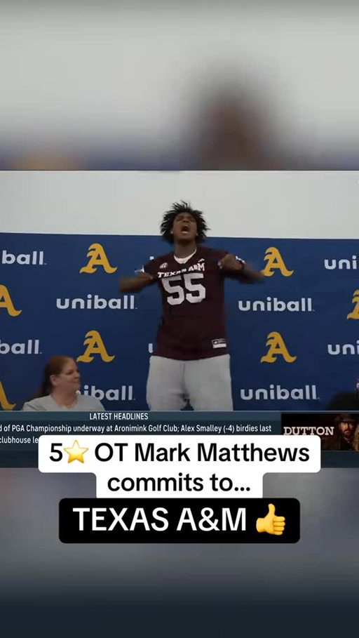 The moment 5-star OT Mark Matthews committed to Texas A&M:

“ELKO ERA BABY, LET’S GO!!!”