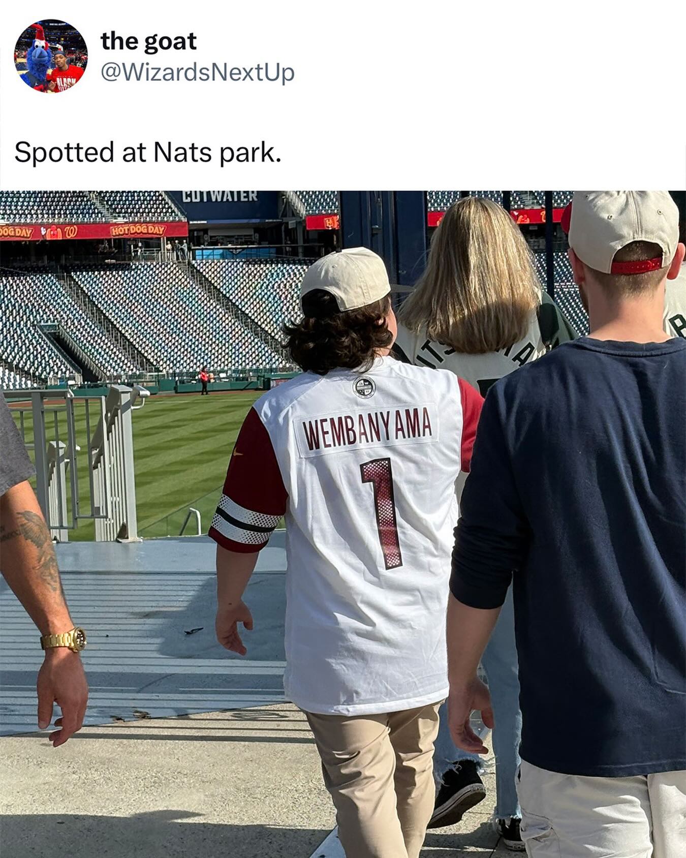 Fan shows up to a Nationals game wearing a Victor Wembanyama Washington Commanders jersey