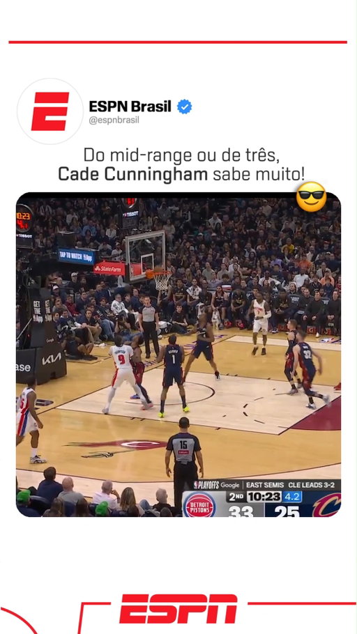 Cade Cunningham polivalente! 😜 Seja do mid-range ou do perímetro, ele mostra que dá conta!

Assista aos playoffs da NBA na ESPN, pelo Plano Premium do #DisneyPlus!

#NBAnaESPN #Novibet