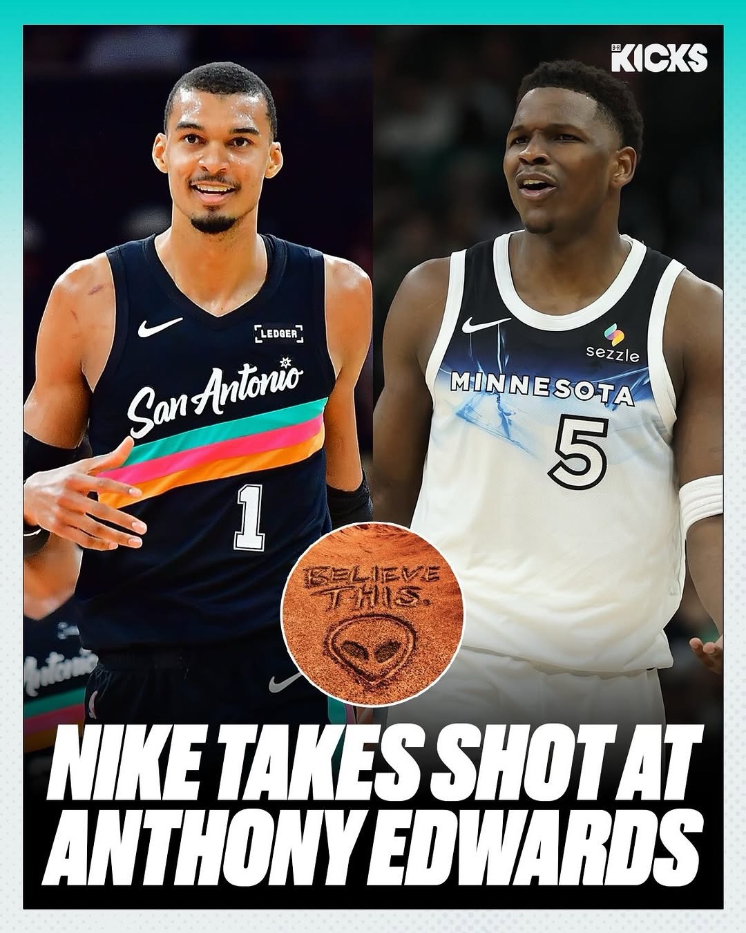 Nike really took a shot at Anthony Edwards after the Spurs eliminated the Timberwolves and advanced to the WCF 👀👽

(via @nikebasketball)