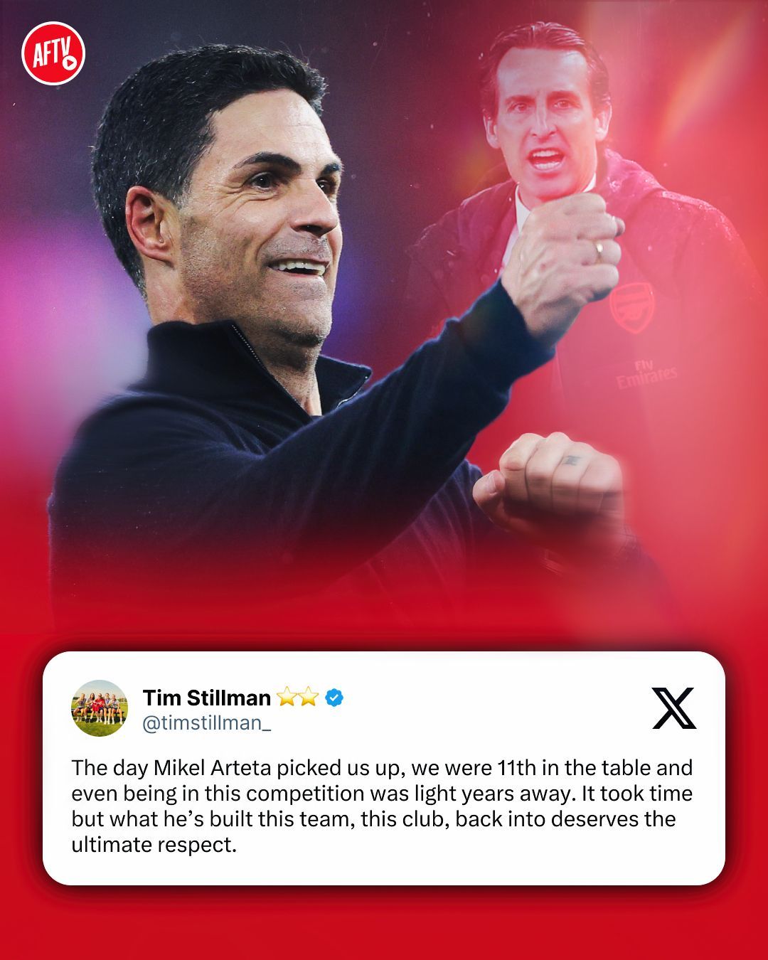 11th in the table. Then a Champions League final. Six years. The whole journey. 

If anyone earns the right to see Arsenal stand on top of the world, it’s Mikel Arteta. Nobody wanted this more than him. 💪