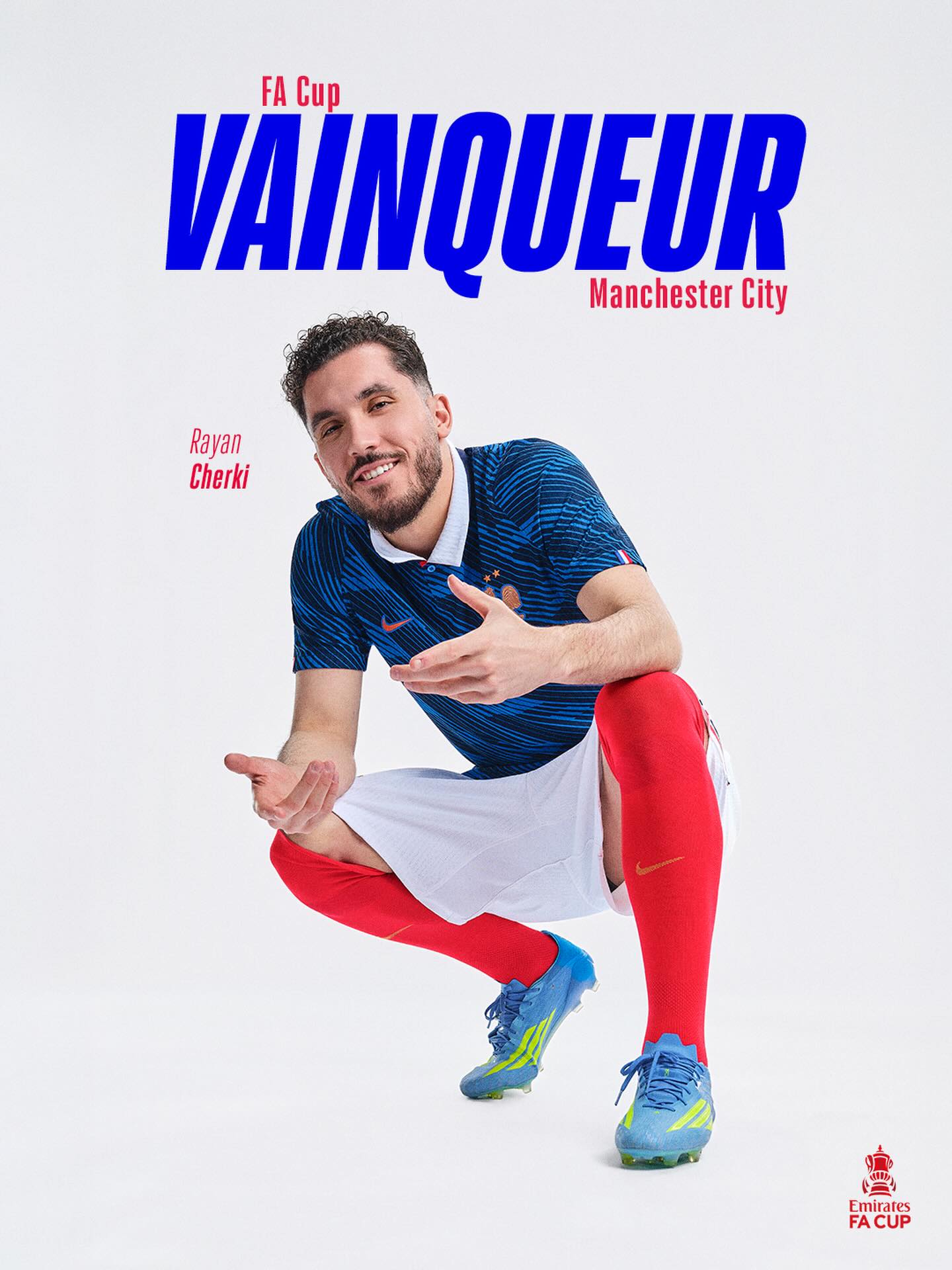 Félicitations à @rayan_cherki, vainqueur de la Coupe d’Angleterre avec @mancity 🔥💙

Et un deuxième trophée remporté avec les Citizens 🙌

Congratulations to Rayan Cherki, FA Cup winner with Manchester City!