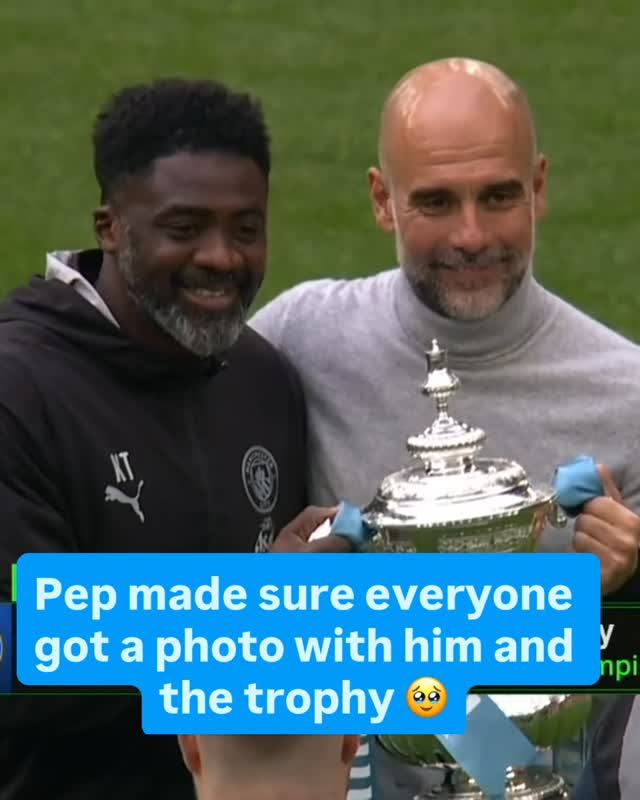 The entire staff took photos with Pep Guardiola after the FA Cup Final win 📸 

Could this be his last with Man City? 👀