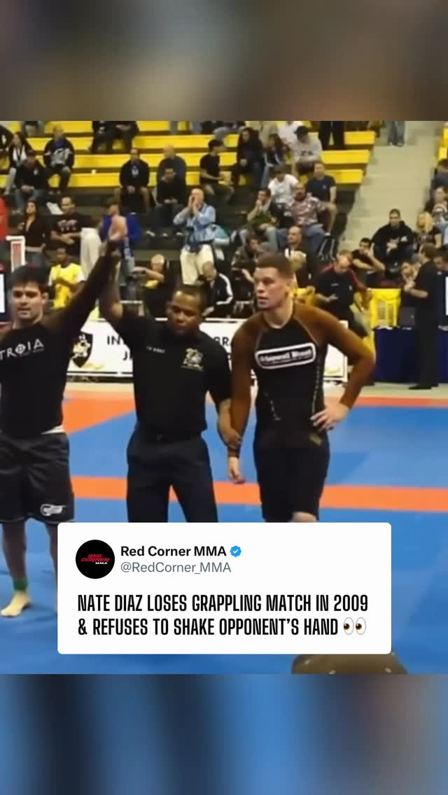 A young Nate Diaz, competing in a 2009 grappling match against Dustin Akbari, saw things go against him and refused to shake his opponent’s hand afterwards. 😅

Diaz returns to MMA tonight in Los Angeles against Mike Perry.

Via gudinpink21 on YouTube