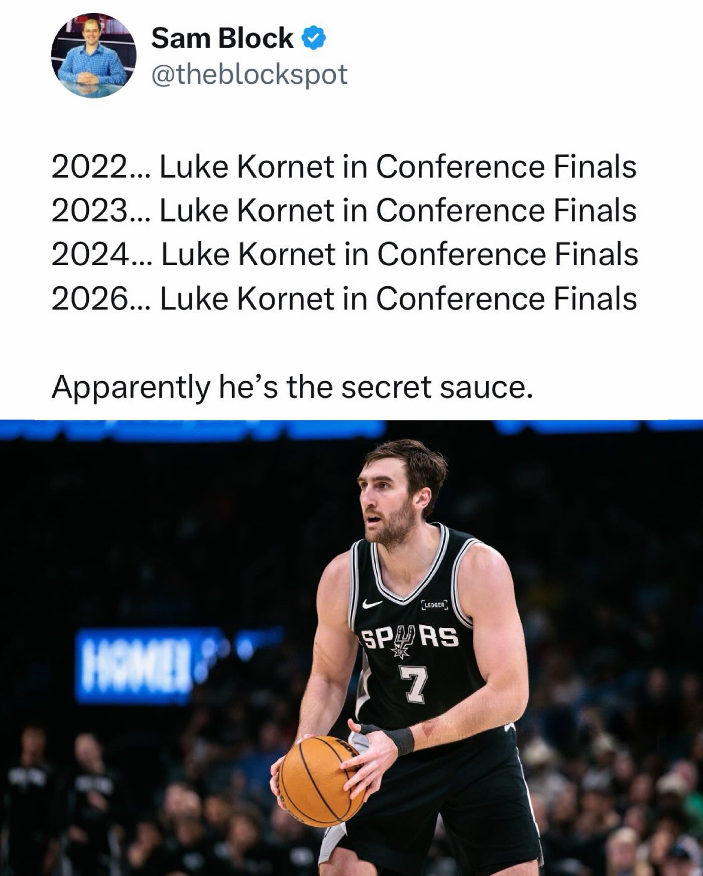 Wherever Luke Kornet goes, he lands in the Conference Finals.